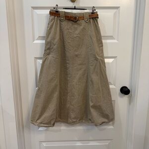 VTG The Villager Khaki Cotton Midi Skirt | Old Money Aesthetic